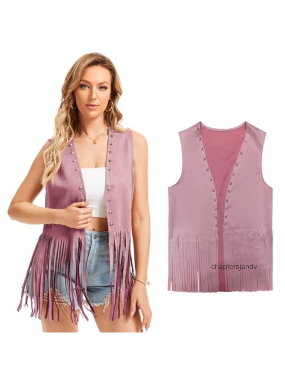 Women's Fringe Vest 60s 70s Hippie Faux Suede Sleeveless Western Tassel